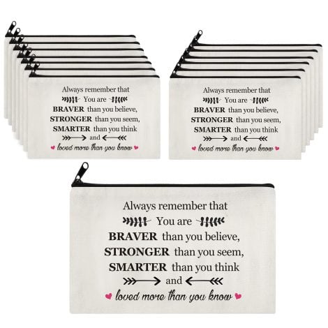 “Empowerment Set: 14 Chic Makeup Bags with Inspiring Quotes to Motivate and Connect with Loved Ones”