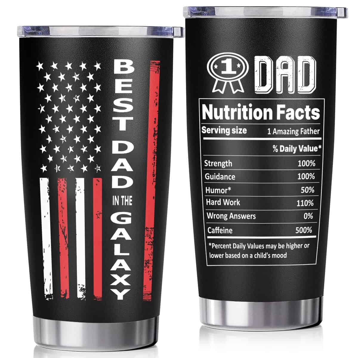 Dad Gifts from Daughter Son Kids, Birthday Gifts for Dad - Fathers Day Gift for Dad Husband Men Step Dad - Best Dad Bday Present Idea for Daddy Bonus Dad Christmas Gifts - American Flag Dad Tumbler