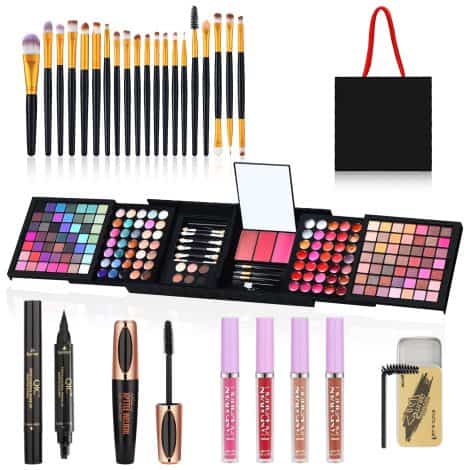 All-in-One Makeup Set with 177 Colors – Complete Kit including palette, lipstick, mascara, eyeliner, brushes, perfect for women and teen girls.