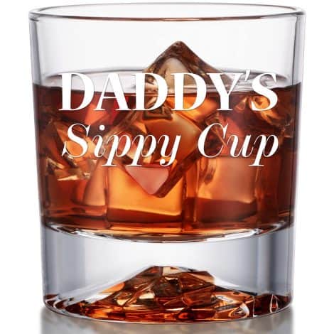 Funny Dad Whiskey Glass – Perfect Christmas/birthday gag gift from kids, great for bourbon/scotch-loving dads.