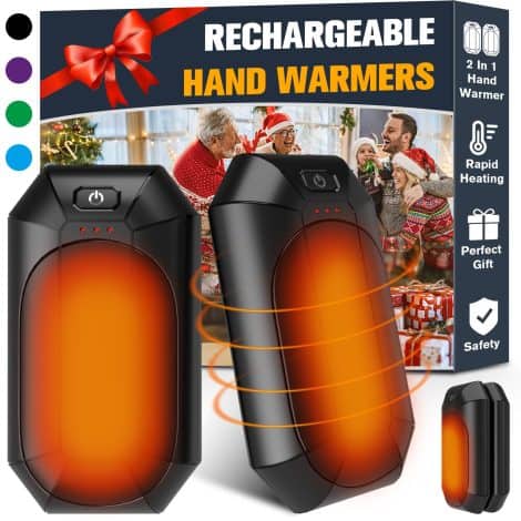 Rechargeable Hand Warmers 2-Pack, Pocket-Sized Cute USB Heaters, Perfect Winter Gift for Hunting, Camping, Golfing, Men, Women, Kids