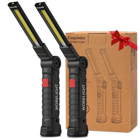 Coquimbo’s 2Pack Black Rechargeable LED Work Light & Grill Light Combo – Perfect Stocking Stuffers for Men.