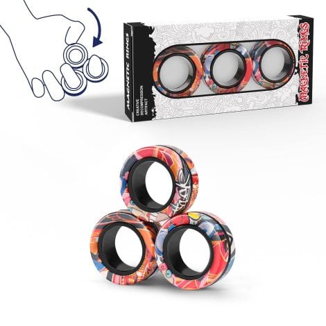 Magnetic Rings Fidget Toy Set designed for ADHD, anxiety relief. Perfect gift for adults, teens, and kids.