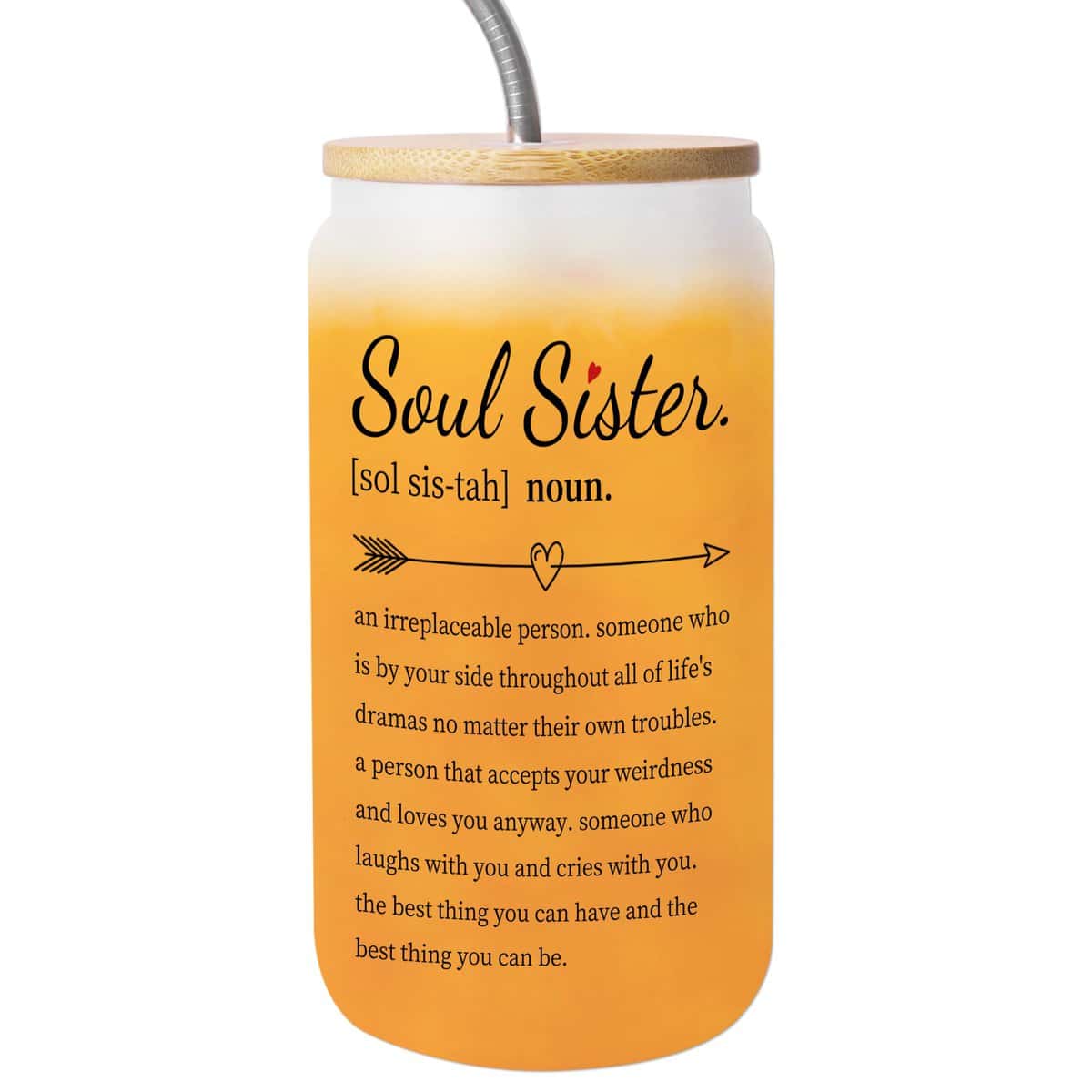 Lightzz Birthday Gifts for Women, Sister Gifts from Sister-Friendship Gifts for Best Friend, Unique Gifts for Big Soul Sister-16 Oz Can Glass