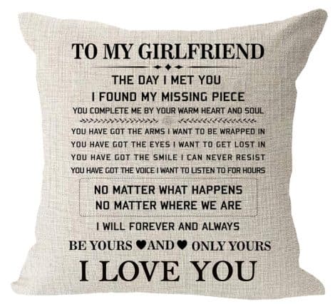 Valentine’s Day or Birthday Gift: Exclusive Love Blessing Pillowcase for Your Girlfriend, 18″x 18″ in size.