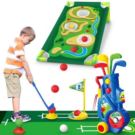 Introduce your little ones to golf with the Letapapa Kids Golf Club Set, complete with accessories. Perfect for ages 2-6.