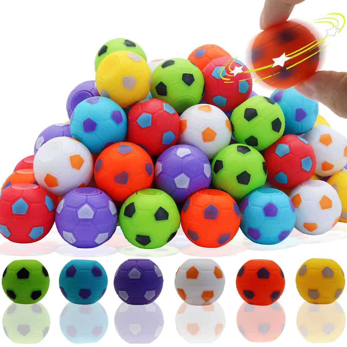 32 Pack Mini Fidget Spinners Soccer Ball Toys Party Favors for Kids, Goodie Bags Stuffers, Classroom Prizes, Pinata Filler, Birthday Return Gifts,Treasure Box Bulk Toys