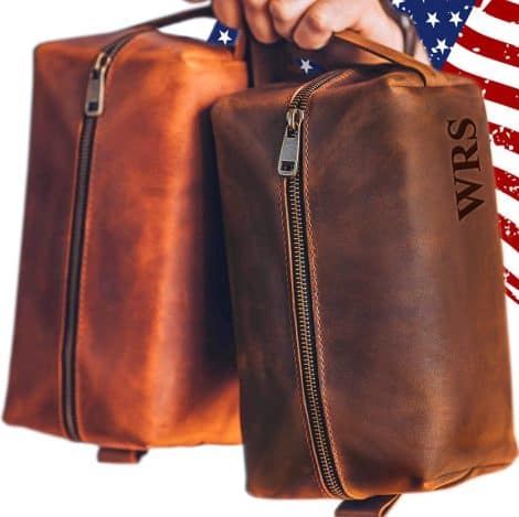 Introducing the Viva Leather Customizable Dopp Kit – A special gift for men’s occasions, crafted in the USA.