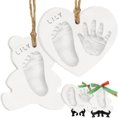 Create lasting memories with our Baby Hand and Footprint Kit – includes dog paw print option.