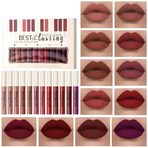 Introducing the Melemando 12PCS Matte Liquid Lipstick Set. Perfect gift for girls and women; long-lasting and waterproof!