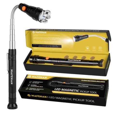 MAFEHAN Extendable Magnetic Pickup Tool with Telescoping 3 LED Flashlight, Ideal Gifts for Father, Husband, or anyone.