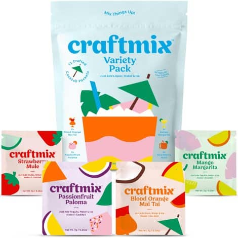 Craftmix Variety Pack: A selection of 12 skinny cocktail mixers and mocktails that are vegan, low-carb, and gluten-free.