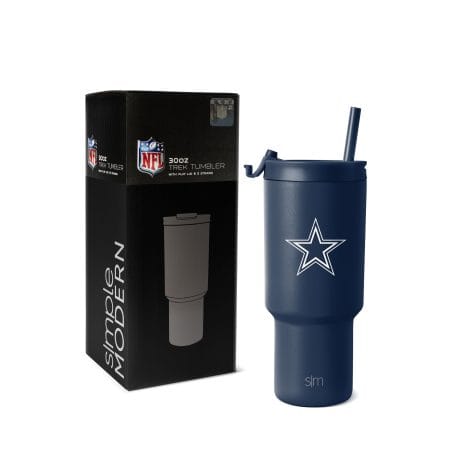 NFL 30 oz Tumbler with Flip Lid and Straws. Keeps drinks cold or hot; perfect gift for sports fans.