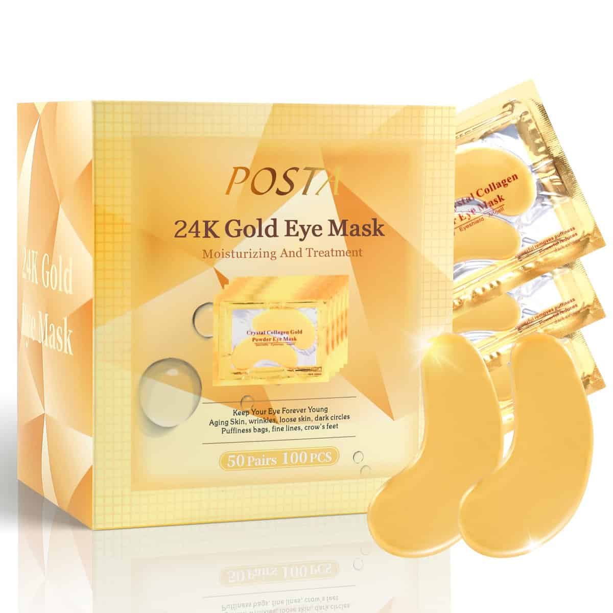 50 Pairs 24K Gold Eye Mask, Collagen Under Eye Mask for Dark Cirlce, Puffiness, Refresh, Revitalizing, Travel, Wrinkles, Eye Patches Luxury Gift for Women & Men