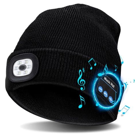 Black Bluetooth Beanie Hat: Perfect stocking stuffer and unique tech gift for him, husband or dad this Christmas.