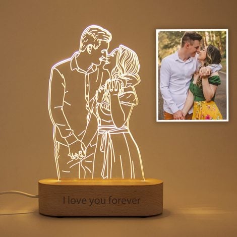 Celestial Memories: Personalized 3D Moon Lamp with Engraved Photo, Perfect 21st Birthday Gift for Him or Her.