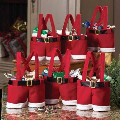 “Get the adorable Awsaccy 6 Pack Santa Pants style Christmas gift sacks for kids!”