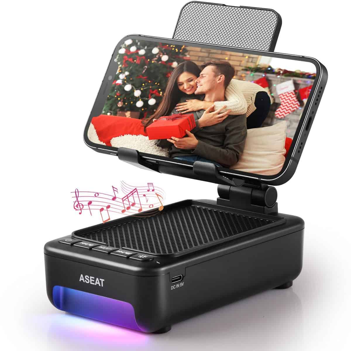 Gifts for Men Him, Cell Phone Stand with Bluetooth Speaker&LED Color Changing Light, Unique Gifts for Dad Mom Women Her Husband, Cool Gadget with Color Gradient Light, Birthday Gifts for Men