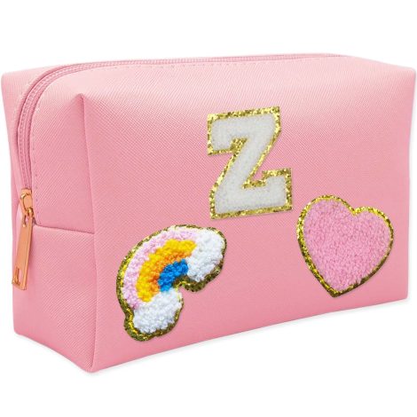 Personalized Preppy Makeup Bag Set with Zipper, Monogram Waterproof Travel Cosmetic Bag – Ideal Gift for Holidays.