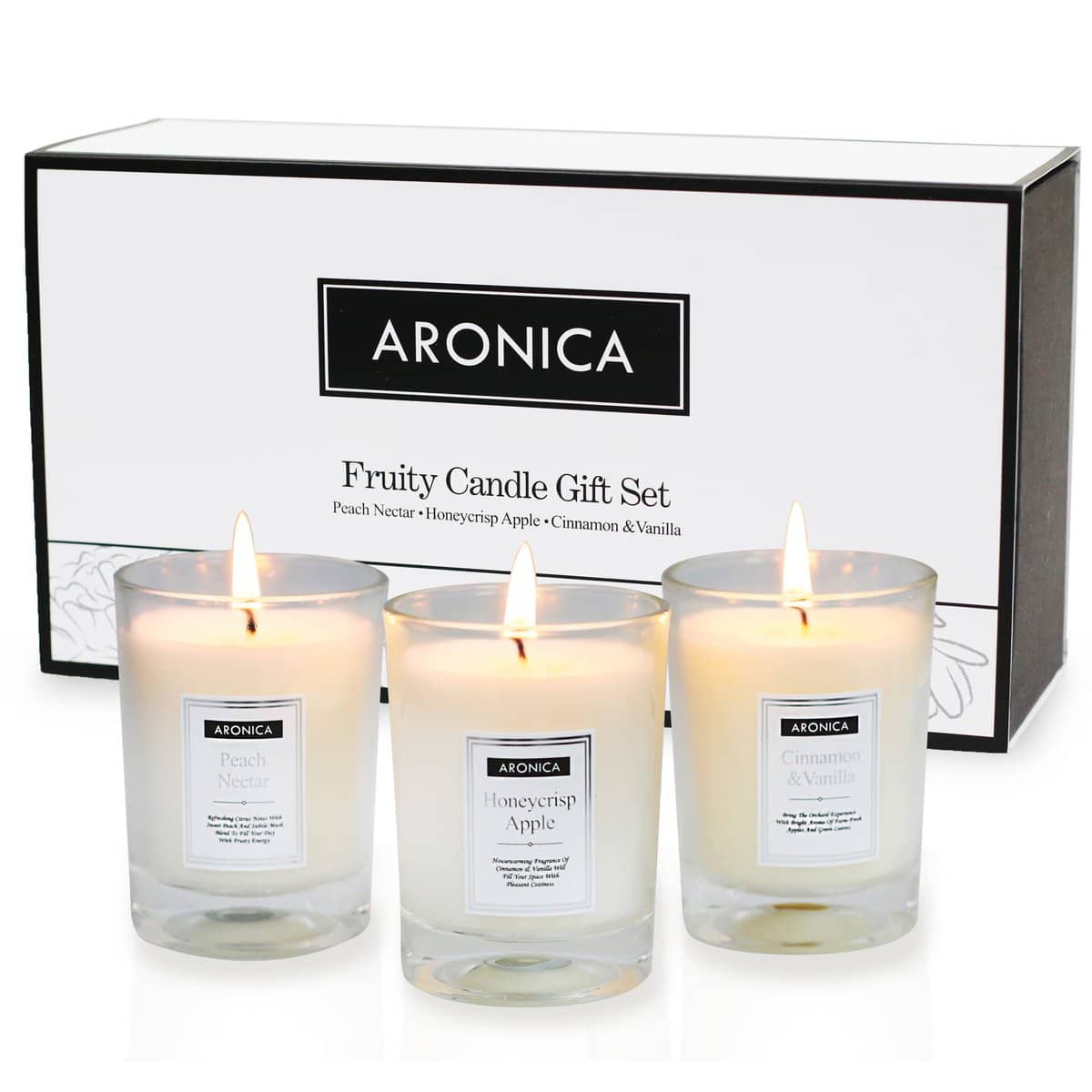 Aronica Hostess Candle Gifts for Women, Winter Soy Candle Set Non Toxic, Aromatherapy Spa Gift Set with Essential Oil, Christmas Scented Gift Sets, White Fall Scented Candle Under 25