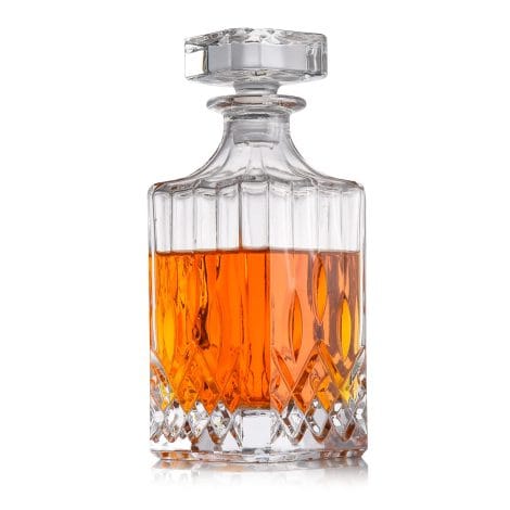 Flybold Whiskey Decanter Set – Classic Booze Bottle with Glass Stopper, Perfect Gift for Men, Dishwasher Safe.