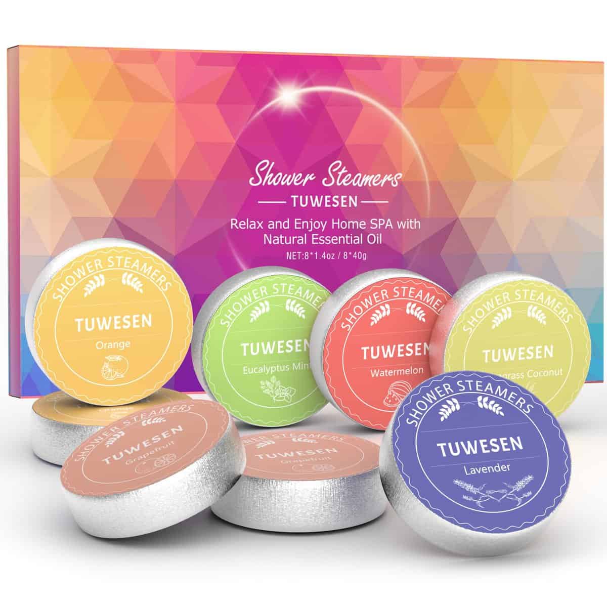 TUWESEN Shower Steamers Aromatherapy, 8PCS Shower Bombs Aromatherapy- Shower Steamers for Women, Shower Bombs with Essential Oils-Stress Relief and Luxury Care Gifts for Mom. Colorful Vitality Set