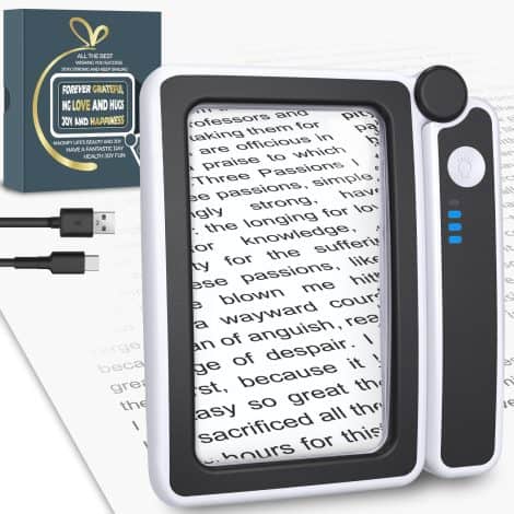 LED Rechargeable Handheld Magnifier – Perfect Christmas Gift for Book Lovers, Seniors, and Grandparents.