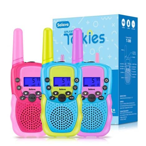 Selieve Kids Walkie Talkies – Fun 3-pack for 3-12 year olds, 3KM range, indoor/outdoor STEM toys, perfect gifts!