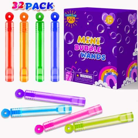 32 pack of mini pocket bubble wand toys for kids’ parties, Christmas, birthdays, classrooms – perfect goodies!