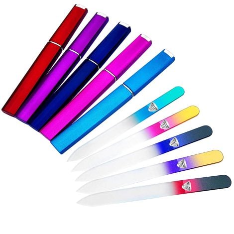 Czech Glass Nail Files: 5PC Crystal Filer Set. Perfect for Nail Shaping & Gifting, Great Stocking Stuffers!