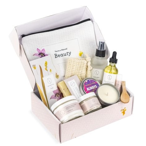 Lizush 9-Piece Spa Set: Pamper yourself with all natural lavender bath products, handmade in the USA. No animal testing.