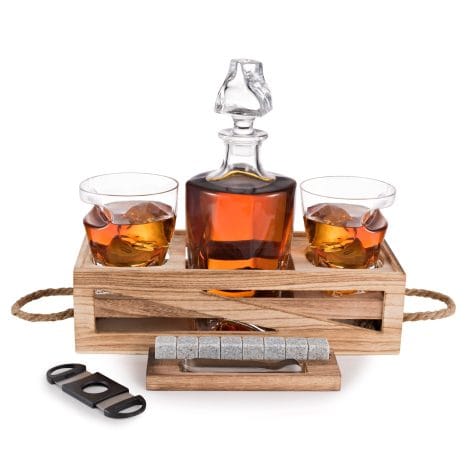 The Ultimate Whiskey Gift Set – Ideal for Birthdays, With Whiskey Decanter, Glasses, and Chilling Rocks. Great for Men!