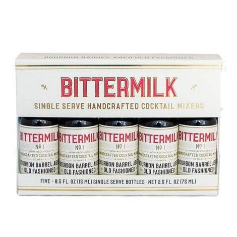 Bittermilk’s 5-Pack Bourbon Barrel Aged Old Fashioned Mix – a bartender gift set for bourbon enthusiasts.