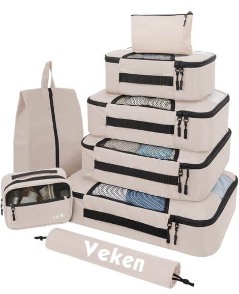 Veken’s 8 Piece Suitcase Packing Cubes: Stay organized during travel with these versatile suitcase organizers.