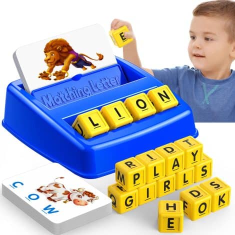 Educational Matching Letter Game for Kids, fun learning games for boys and girls aged 3-8. Perfect gift for holidays!