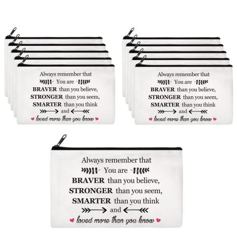 Yahenda 20-piece makeup bag with zipper, featuring inspirational quotes. Perfect birthday gift for female friends, sisters, and daughters.