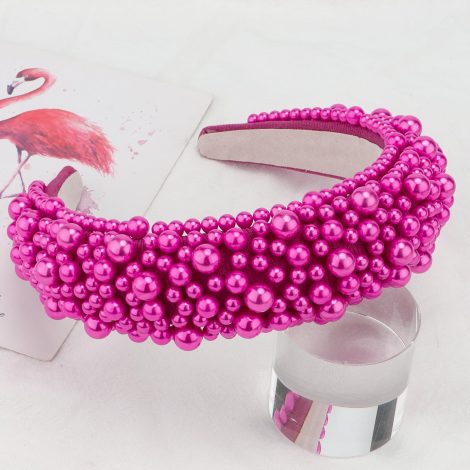 “Gift-worthy Wide Pink Pearl Headbands by Hapdoo, Enhance Your Style with Bling Valentine Hair Accessories.”