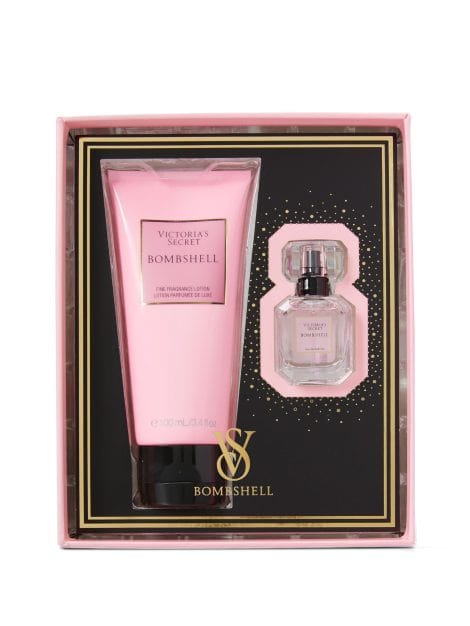 Victoria’s Secret Bombshell Mini Fragrance Duo Gift Set: Compact Perfume & Travel-Size Lotion for an irresistible experience.