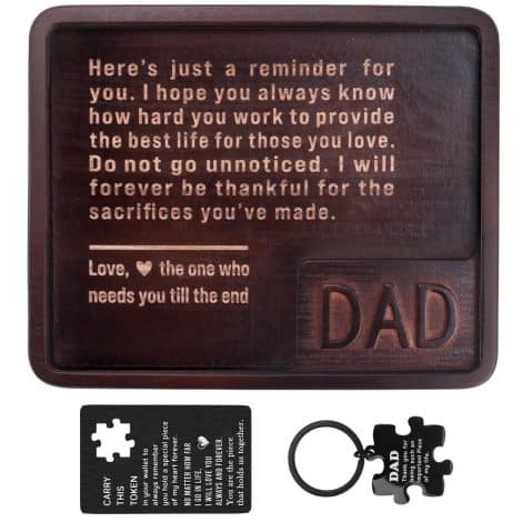 Special Dad Birthday Gifts for Sons and Daughters: Wooden Valet Tray and Keychain Set, “Best Dad Ever” – Ideal Father’s Day or Christmas Gift for Dads with Everything.