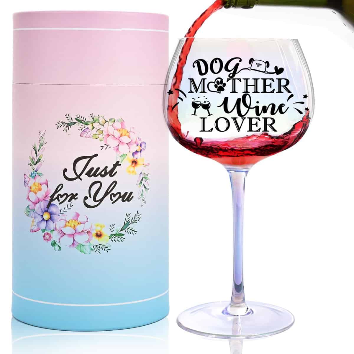 Dog Mom Gifts - Dog Lover Gifts for Women, Dog Owner Gifts, Unusual Birthday Gifts for Dog Lovers - Funny Gifts for New Puppy Fur Baby Owners - 16oz Wine Glass For Fur Mama