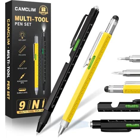 CAMCLIM Christmas Gifts for Men, all-purpose 9 IN 1 Multi Tool Pen Set, perfect stocking stuffers for Dad, Grandpa, or boyfriend. Great birthday gift for men who have everything.