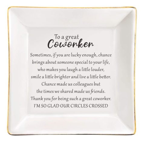 “Joyful Farewell: Appreciation Jewelry Dish – A perfect gift for women colleagues leaving their job or retiring.”