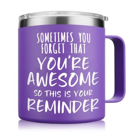 NOWWISH Christmas Gift for Women – Remind yourself of awesomeness with this hilarious purple coffee mug! Perfect for birthdays, thank-yous, and showing love to Mom and Wife.