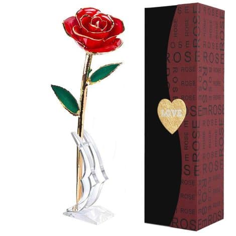 The 24K Gold Rose from Suturun: A genuine, long-lasting rose dipped in gold, perfect for special occasions.