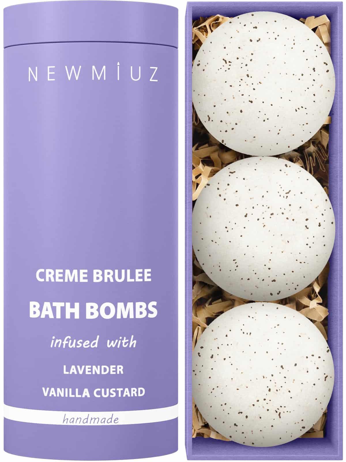 New Miuz Creamy Lavender Vanilla Fizzing Bath Bomb Luxury Bath Gift Set - Sensitive Skin Formula for A Spa Relaxation Bath - Moisturizing Shea Butter - Stress Relief Gift for Women Christmas Birthday