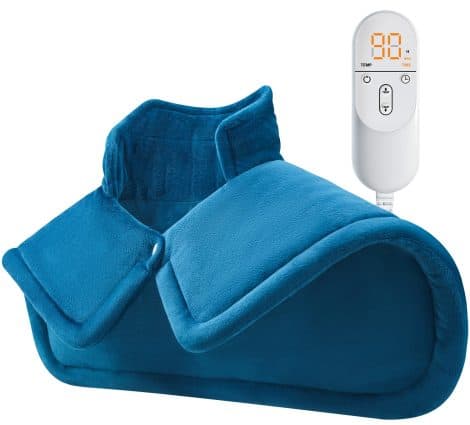 Blue Neck and Shoulder Heating Pad, a perfect gift for your loved ones, with 6 heat settings and 4 timers.