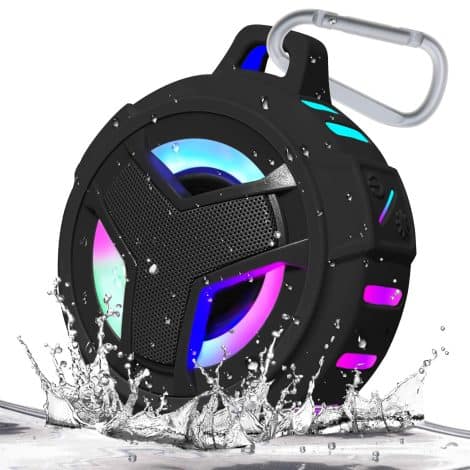 EBODA Black Waterproof Bluetooth Shower Speaker: Portable, Floating, True Wireless Stereo for Kayak or Beach. Perfect unisex gift!