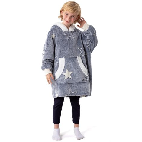 Winthome Kids’ Glow-in-the-Dark Sherpa Hoodie Blanket: Warm, Cozy, and Perfect for Boys and Girls Ages 7-12. Perfect Gift!