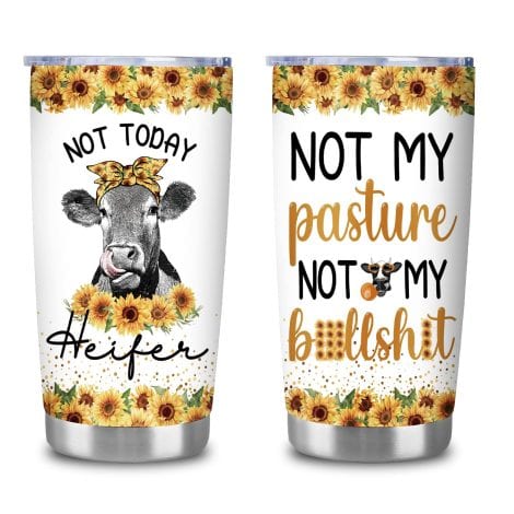 Sunflower Cow Tumbler – Perfect gift for women who love cows, with 20oz stainless steel and chic print.