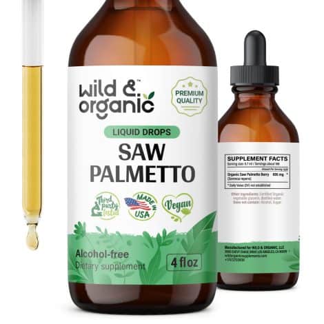 Organic Saw Palmetto Liquid Extract: Alcohol Free Drops, 4 fl oz – Ideal for Men & Women!